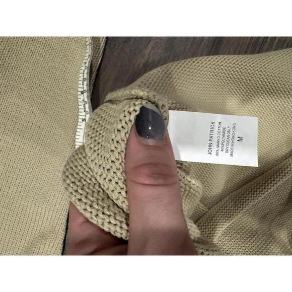 NWT vintage John Patrick Cotton Sweater made in Hong Kong tan sz m - Picture 6 of 6